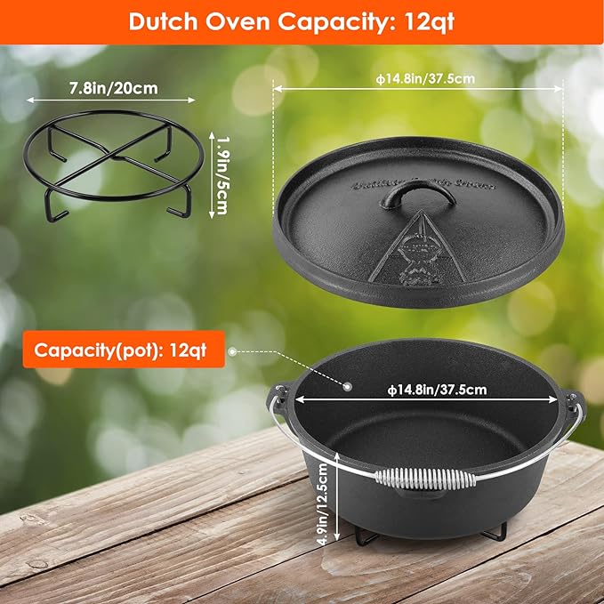 12 Quart Cast Iron Dutch Oven