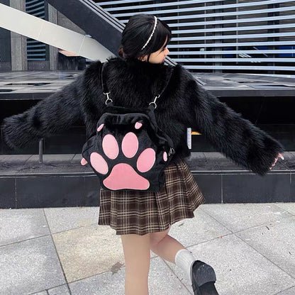 Cat Paw Fluffy Backpack